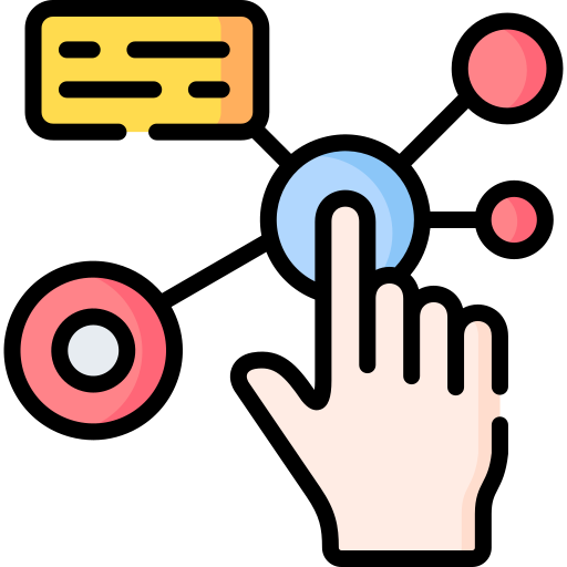 Finger touching producing interactivity icon